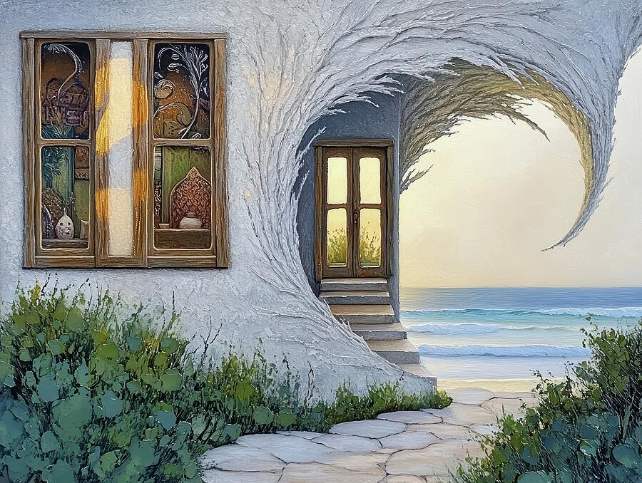 Feather Wave Cottage Digital Art by Eris And AI Feather Wave Cottage Digital Art by Eris And AI