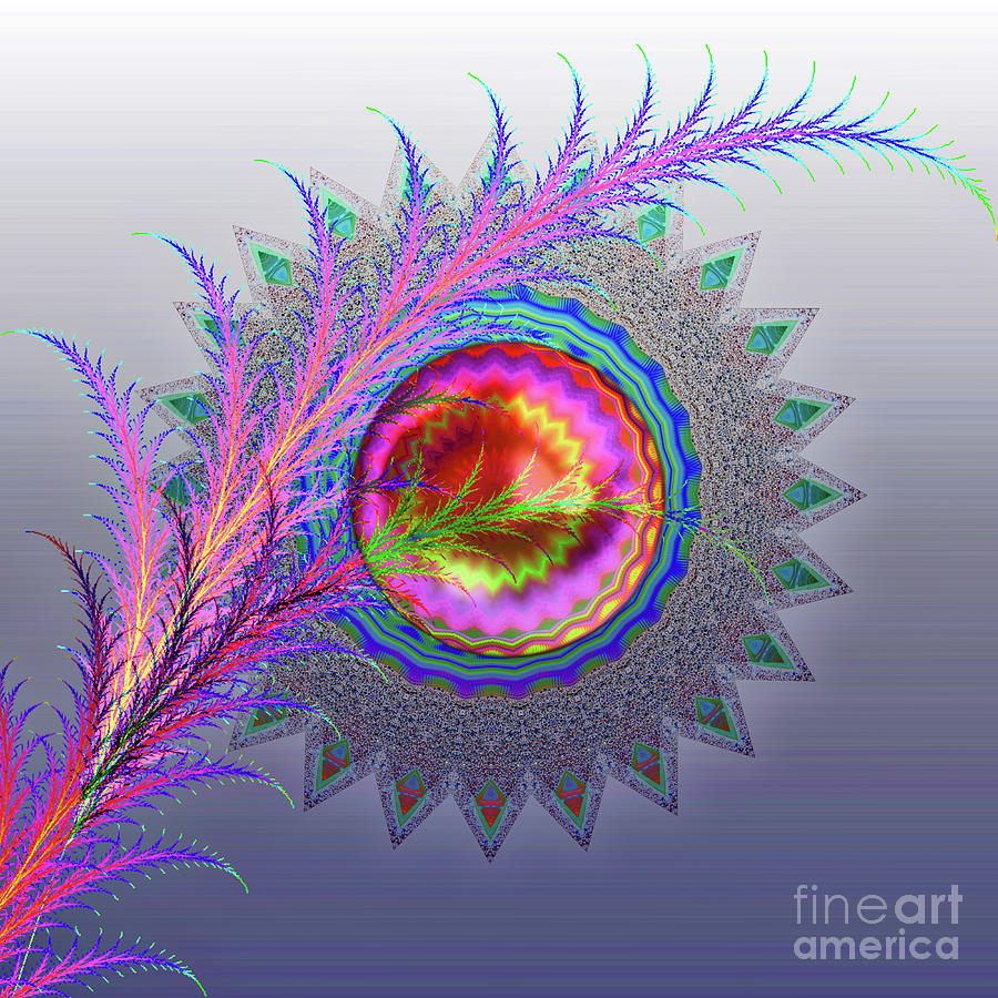 Abstract Digital Art - Feathered Sun Dream by Eleni Synodinou
