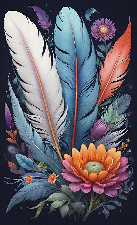 Feather Digital Art - Feathers by La Moon Art