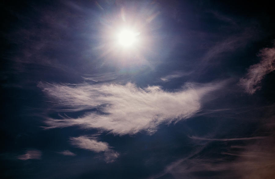 Feathery Bird Cloud - Blue Photograph by Lenny Carter