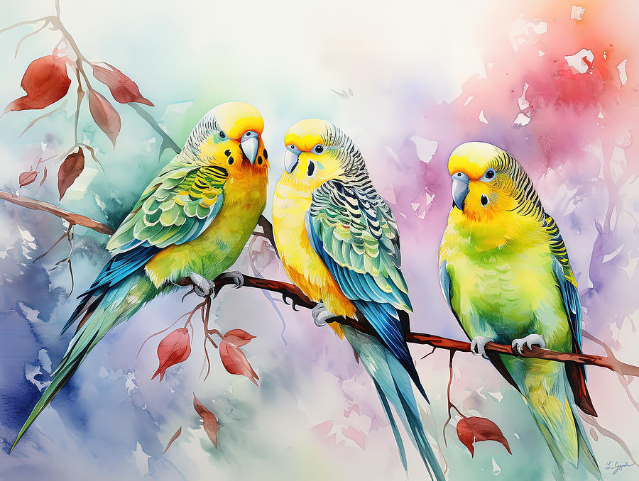 Feathery Friends - Charming Parakeet Art For Any Room Painting