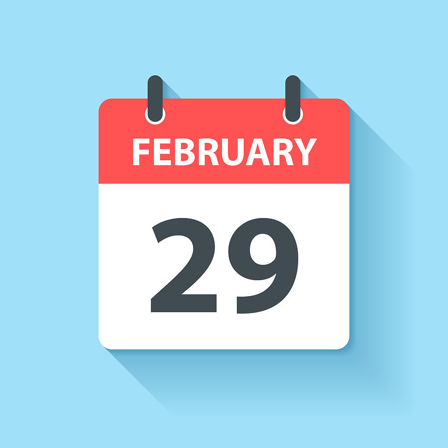 February 29 - Daily Calendar Icon in flat design style Drawing by Bgblue