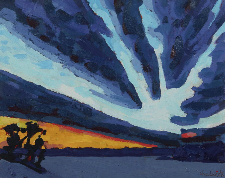 February Singleton Storm Sunset Painting by Phil Chadwick