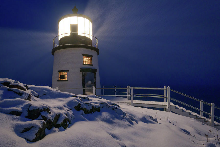 February Storm at Owls Head Light Photograph by Kristen Wilkinson