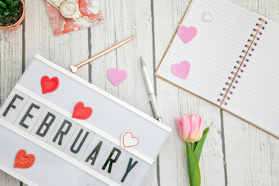 February Written In A Lightbox Photograph by Carol Yepes
