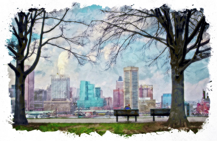 Federal Hill Overlook - Watercolor FX Digital Art by Brian Wallace