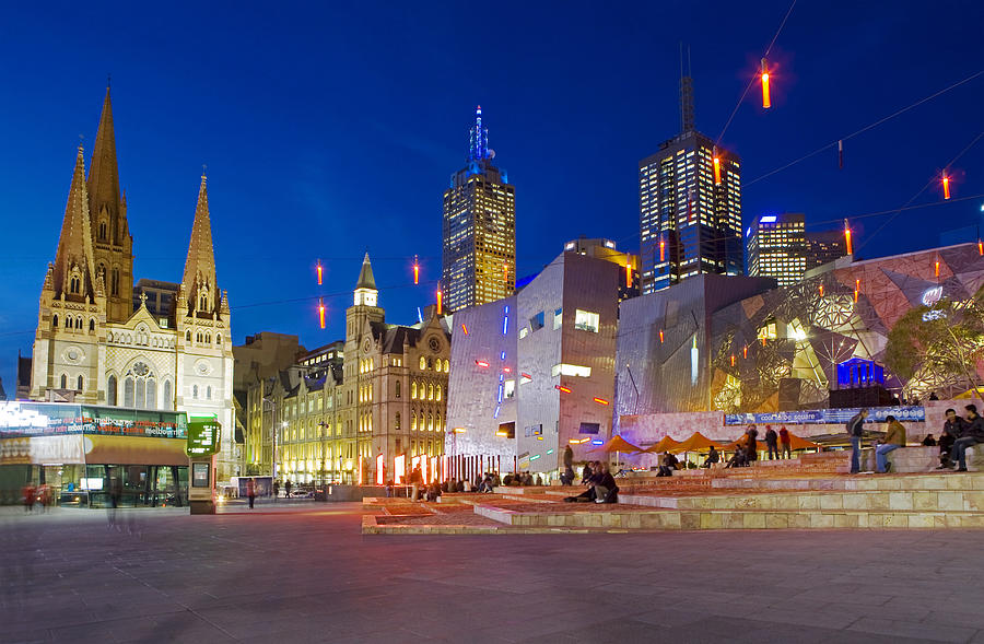 Federation Square and Melbourne city skyline Photograph by Scott E Barbour