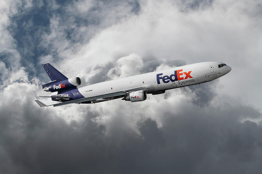 FedEx Climbing into the Clouds Mixed Media by Erik Simonsen