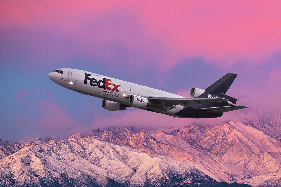 FedEx DC-10-10F During Takeoff Mixed Media by Erik Simonsen
