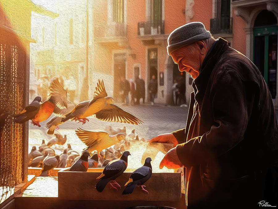 Feed The Birds With Love Digital Art by Rolleen Carcioppolo
