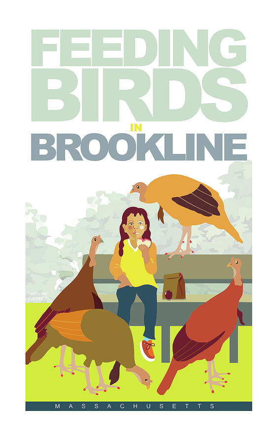 Feeding Birds in Brookline Digital Art by Caroline Barnes