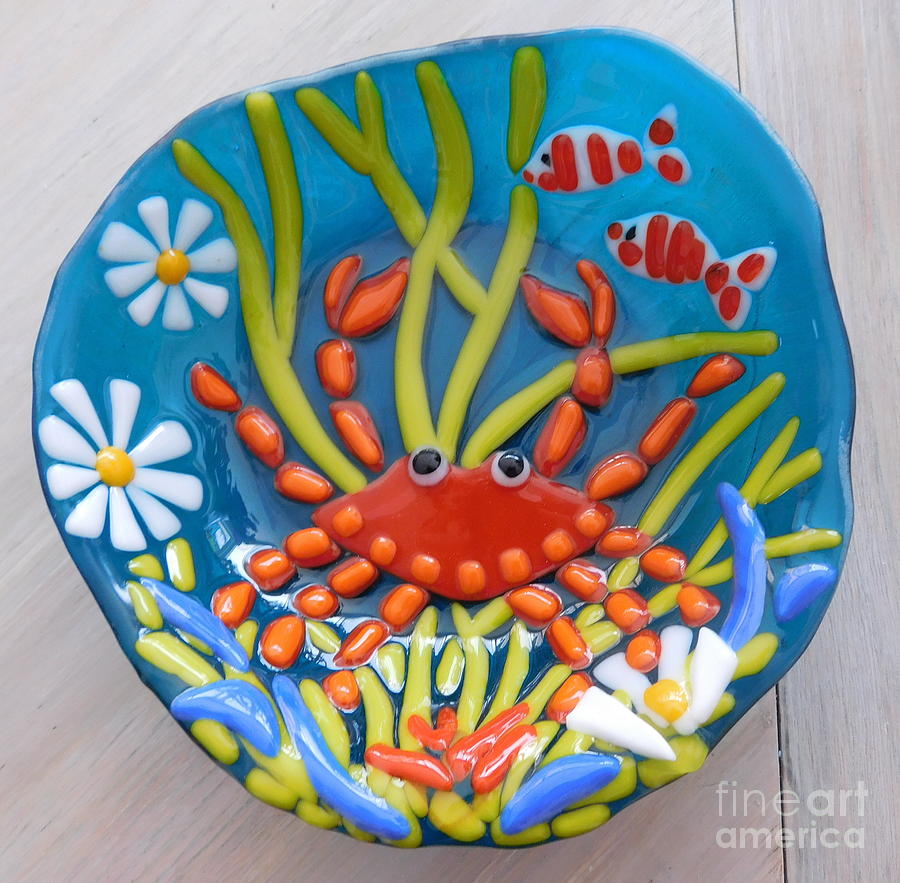 Feeling Crabby Glass Art by Joan Clear