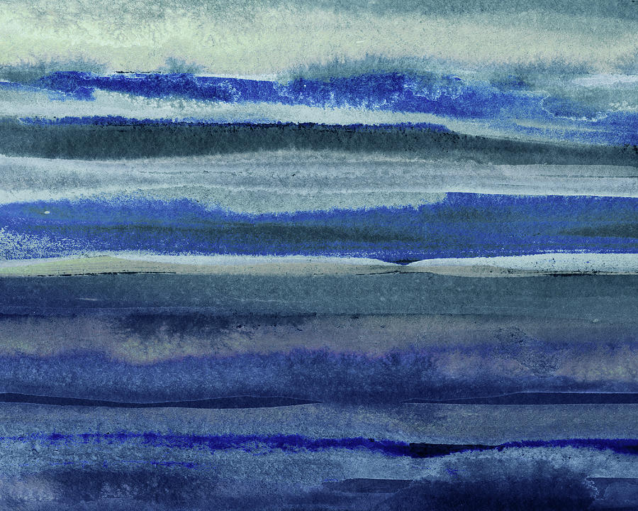  Feeling Ocean And Sea Beach Coastal Art Organic Watercolor Abstract Lines VI Painting by Irina Sztukowski