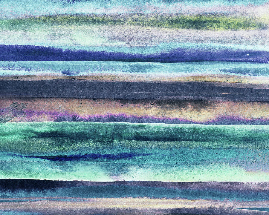 Feeling Ocean And Sea Beach Coastal Art Organic Watercolor Abstract Lines XIII Painting by Irina Sztukowski