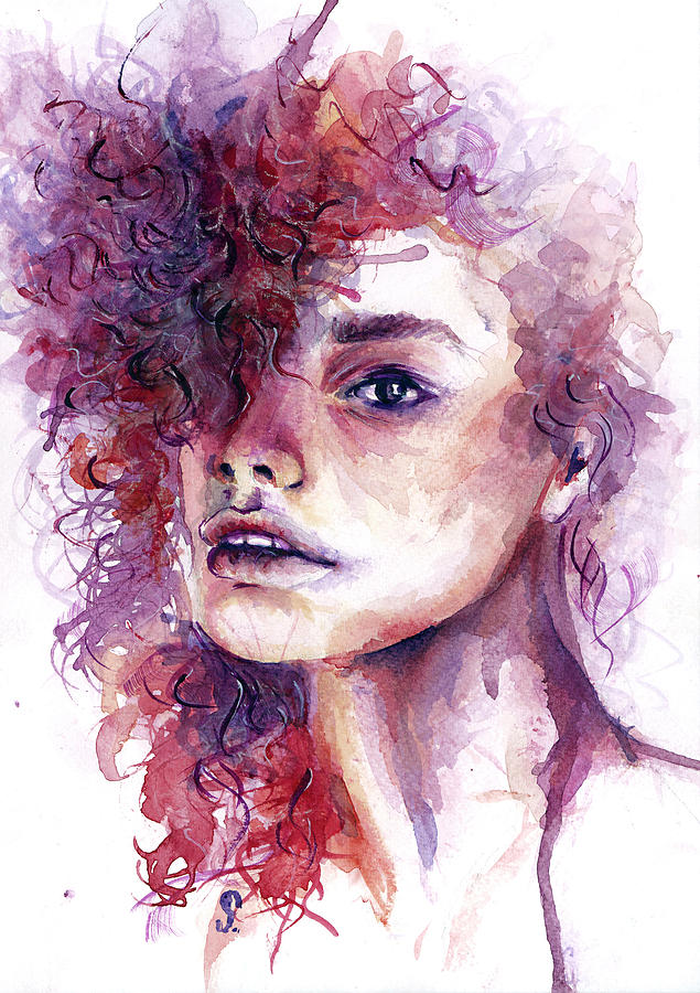 watercolor painting portrait abstract