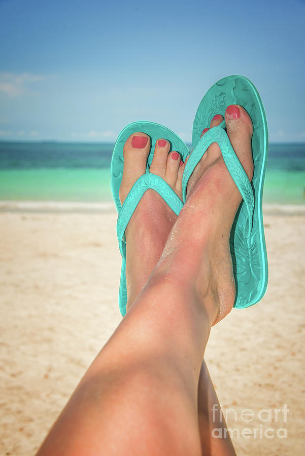 Feet selfie, beach holiday Photograph by Delphimages Photo Creations
