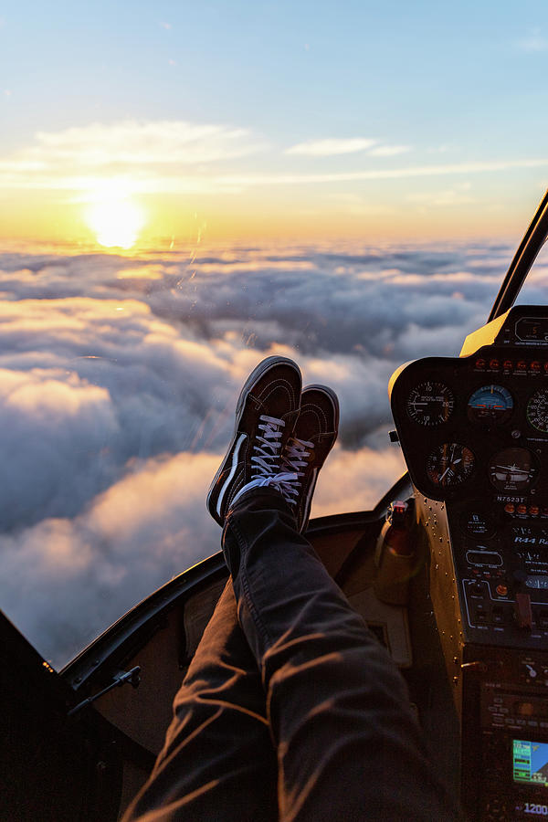 Feet Up In A Helicopter Photograph