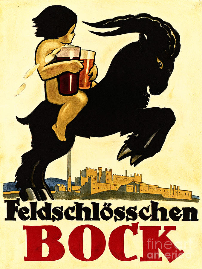 Beer Mixed Media - Feldschlosschen BOCK Beer Vintage Alcohol Beverage Advertisement Poster by Retro Posters