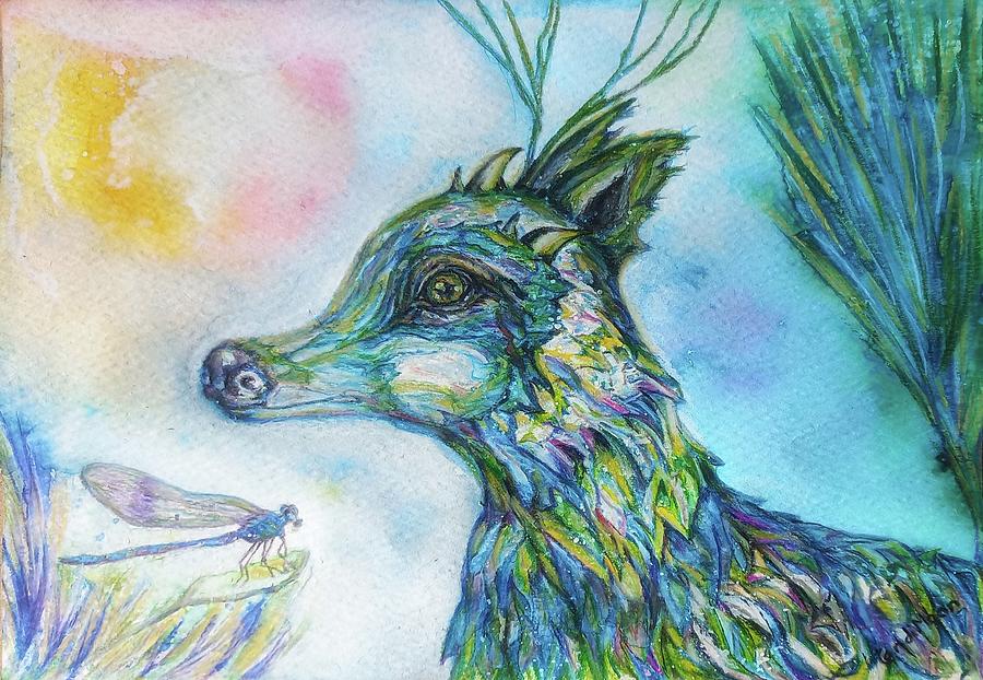 Felice, Deer Dragon Fae Creature Mixed Media by Candi Moon - Fine Art ...