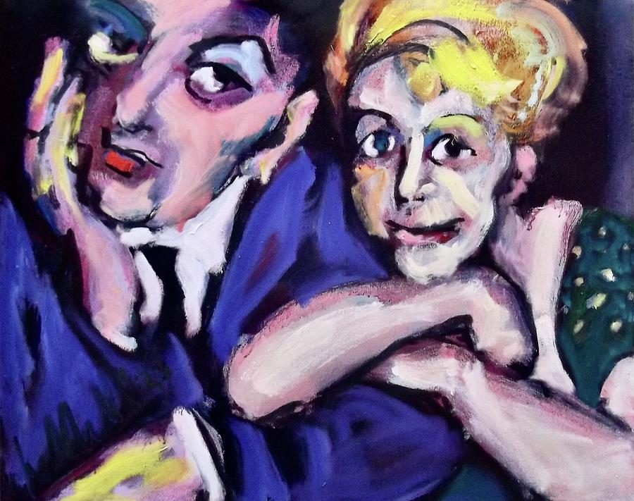 Fellini and Masina Painting by Les Leffingwell