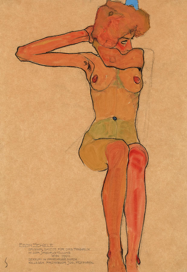 Egon Schiele Painting - Female Act, Gertrude Schiele by Egon Schiele