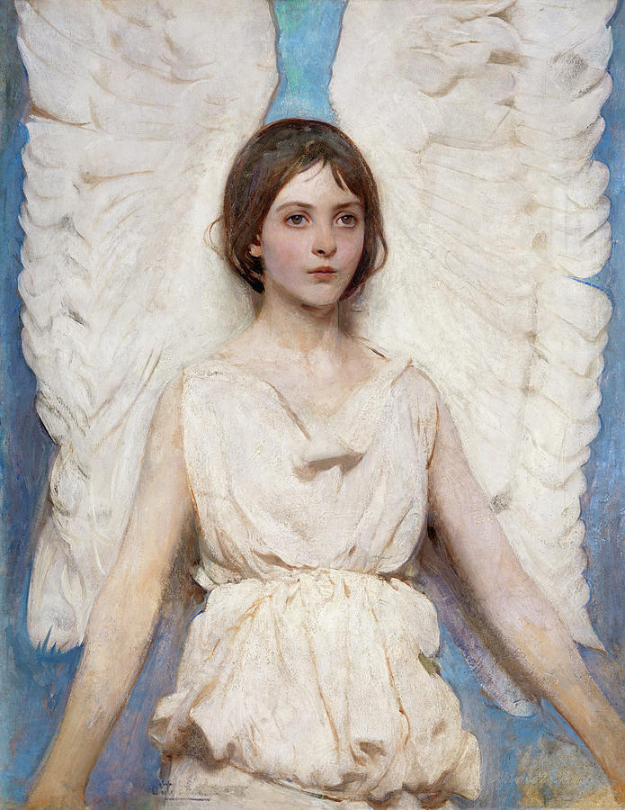 Female Angel with Wings 1887 Vintage Painting by Abbott Handerson Thayer