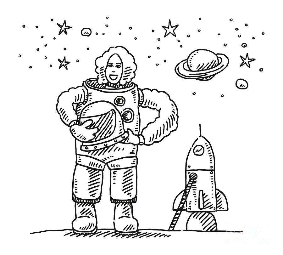 Cartoon Astronaut Drawing - HelloArtsy