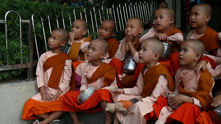 Female Buddhist novices Photograph by Robert Bociaga