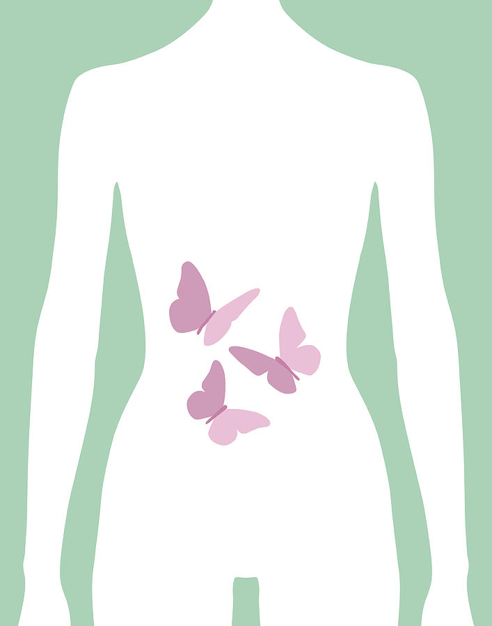 Female Butterflies In Stomach Icon Drawing by RobinOlimb