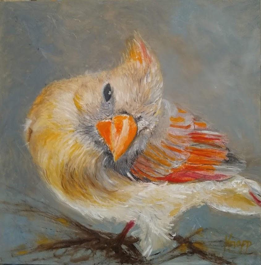 Female Cardinal Painting by Kathy Knopp