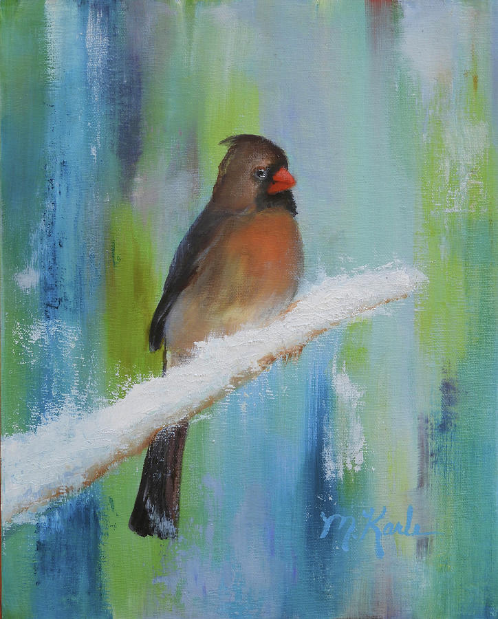 Spring Snow 2 - Female Cardinal Painting by Marsha Karle