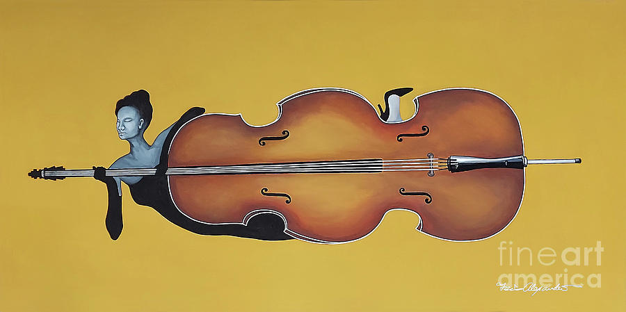 Female Cello Painting by Fei A