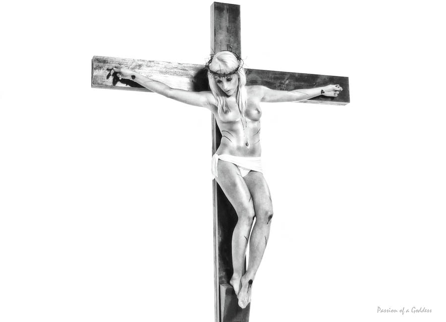 Black And White Photograph - Female crucifix Black and White 3 by Ramon Martinez