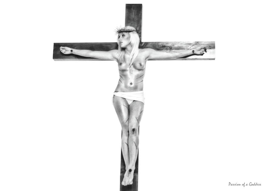 Black And White Photograph - Female crucifix Black and White 4 by Ramon Martinez