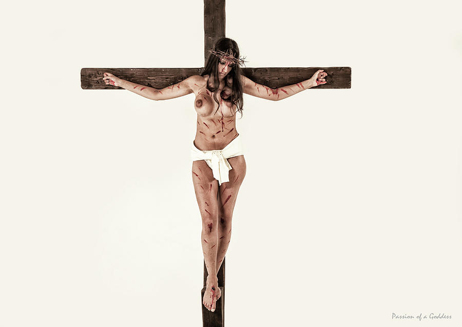 Female Crucifix Photograph - Female crucifix in light background 2 by Ramon Martinez