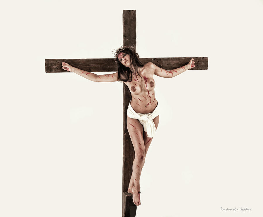 Female Crucifix Photograph - Female crucifix in light background 3 by Ramon Martinez
