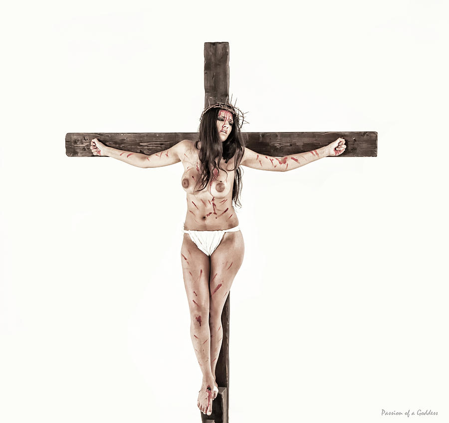 Female Crucifix Photograph - Female crucifix in light background 7 by Ramon Martinez