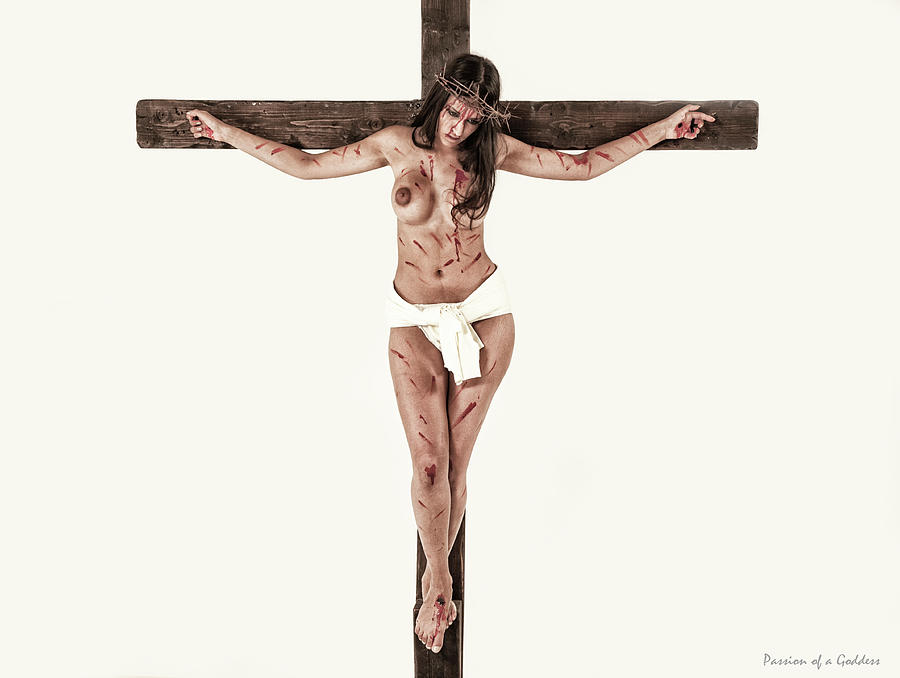 Female Crucifix Photograph - Female crucifix in light background 1 by Ramon Martinez