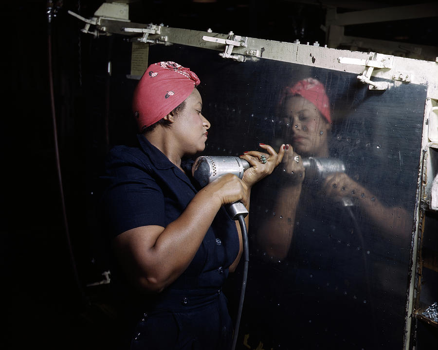 Female Factory Worker Building A Bomber - WW2 1943 Photograph by War Is Hell Store