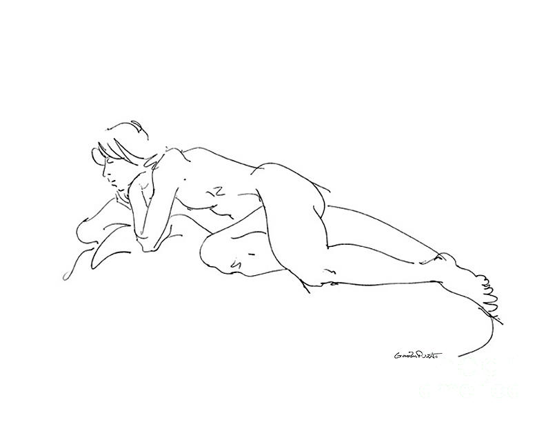 Female Figure Drawing 38 Drawing by Gordon Punt