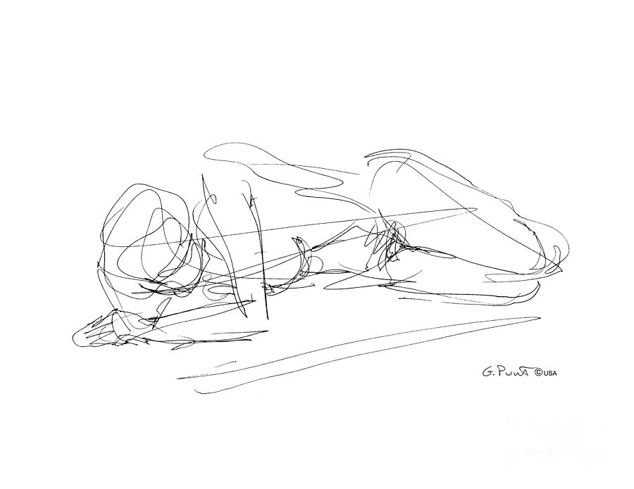 Female Figure Drawing 40 Drawing by Gordon Punt