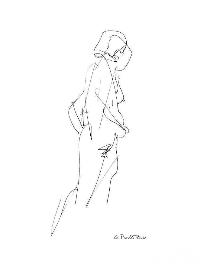 Female Figure Drawing 41 Drawing by Gordon Punt