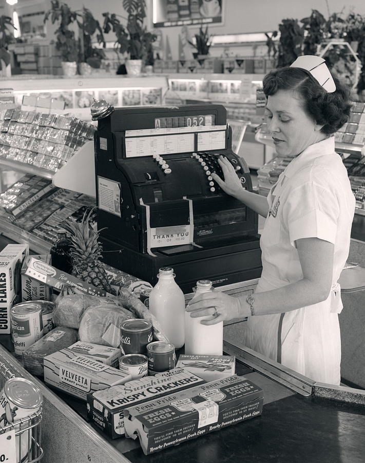 Female Grocery Cashier Ringing Purchases. Photograph by H. Armstrong Roberts