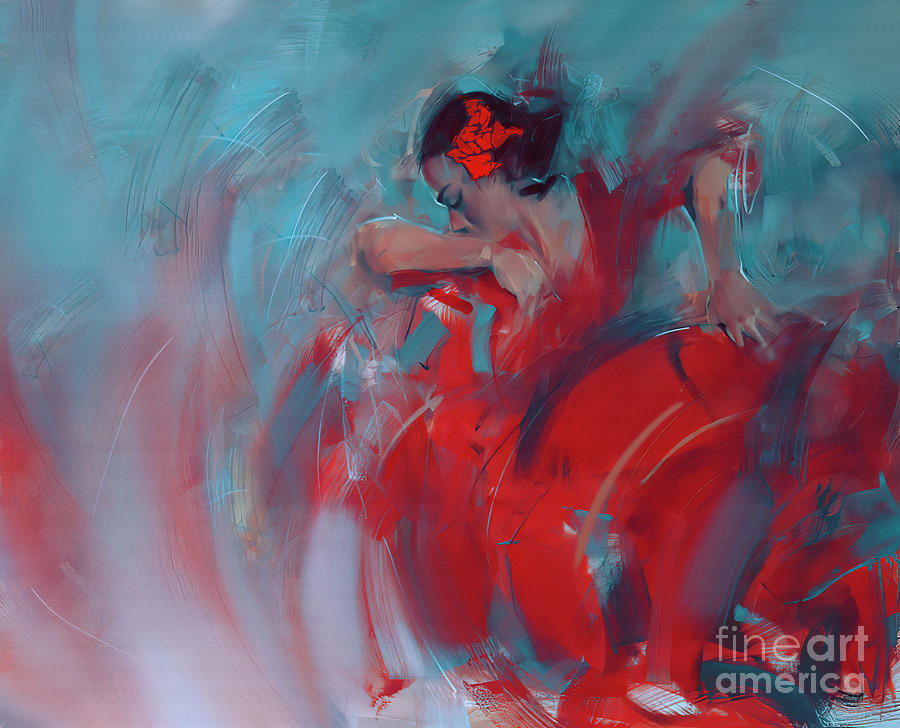 Female in Red Tango Dance  Painting by Gull G