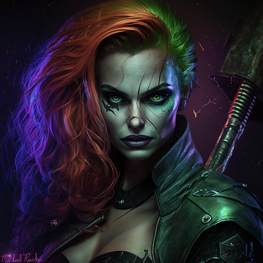 Female Joker Digital Art by Michael Rucker