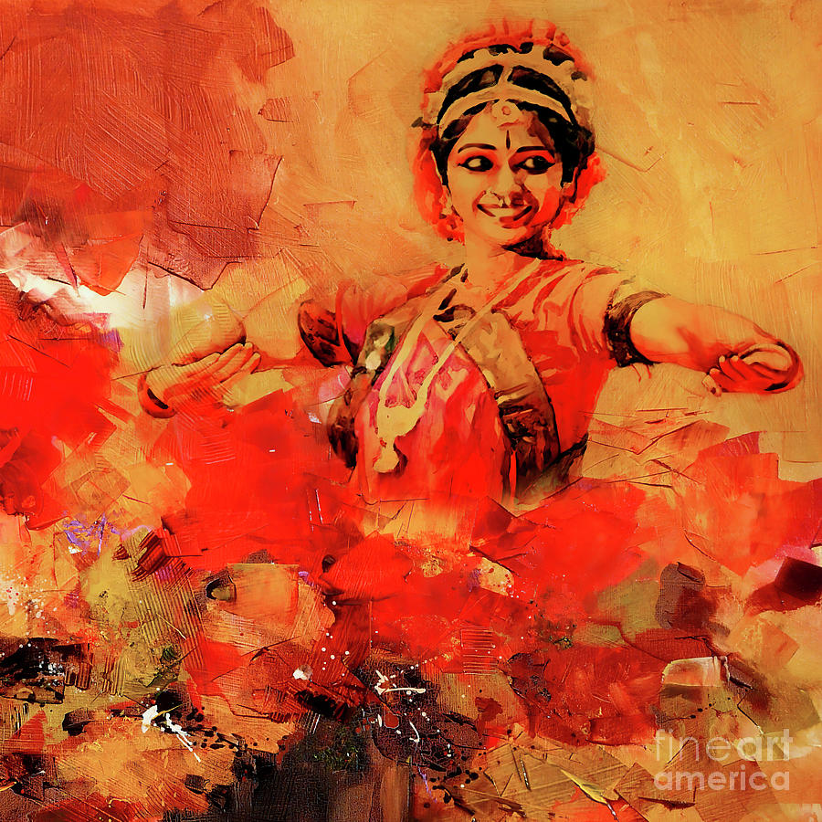 Female kathak dance776y Painting by Gull G