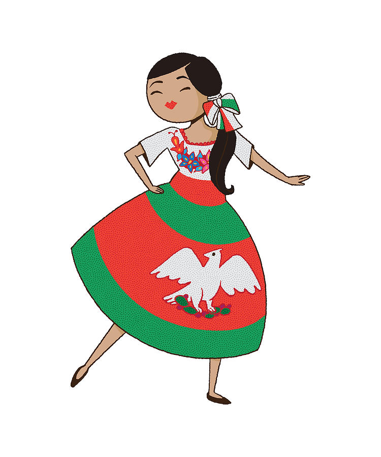 Female mexican dancer traditional dress Digital Art by Norman W - Fine ...