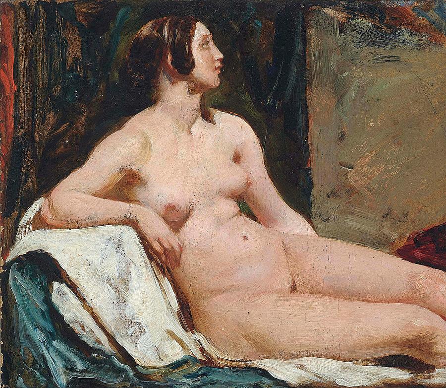 William Etty Drawing - Female nude art by William Etty English