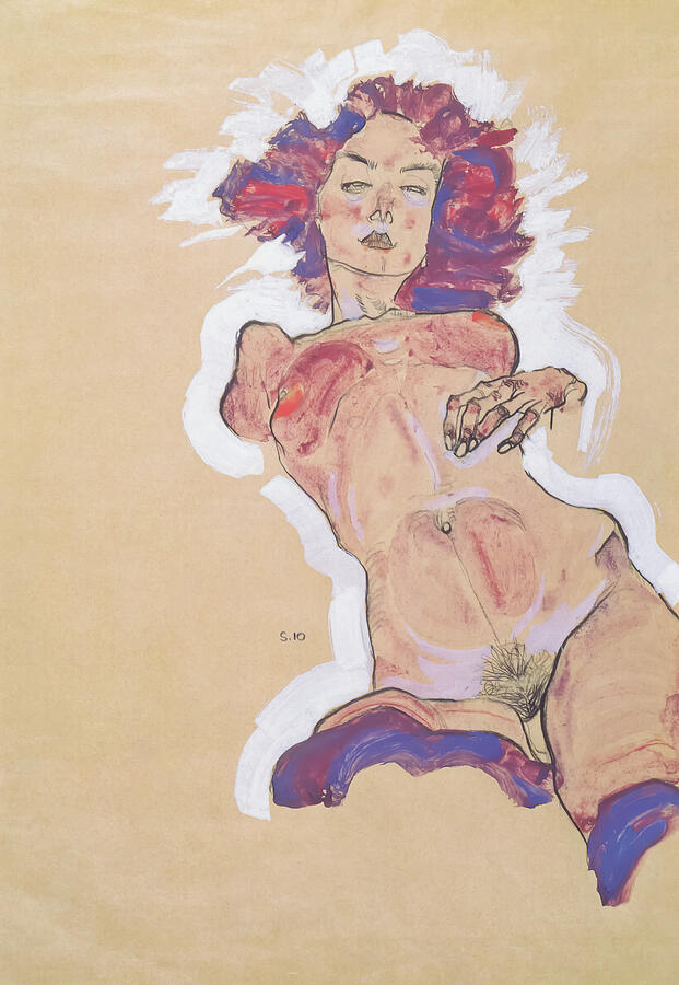 Female Nude By Egon Schiele Painting