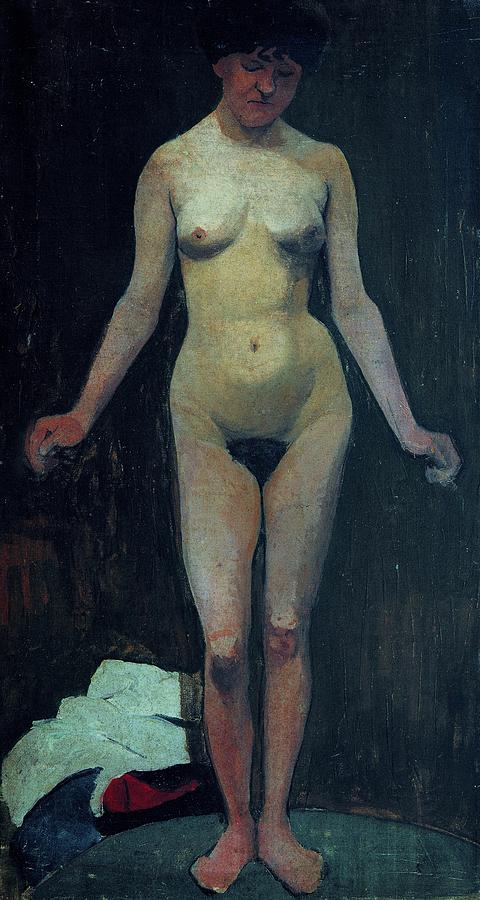 Breast Painting - female nude frontal arms angled  Paula ModersohnBecker 1900 by Paula ModersohnBecker